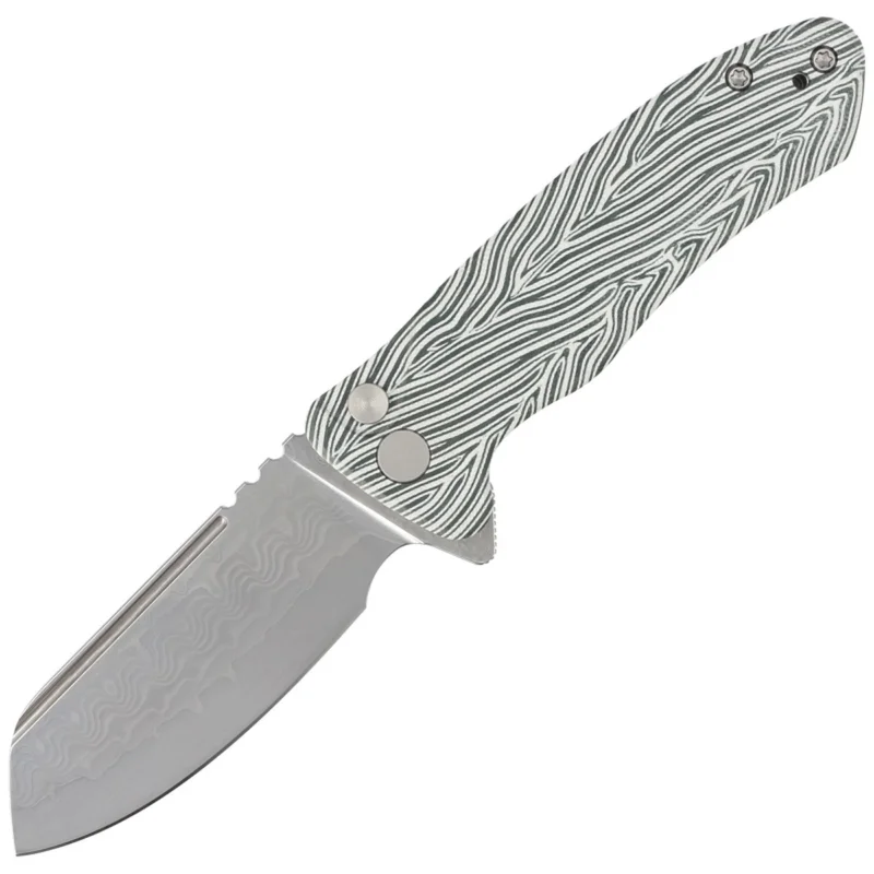 Wyprzedaż Nóż składany Kubey Creon White/Green G10, Damascus (KU336A)