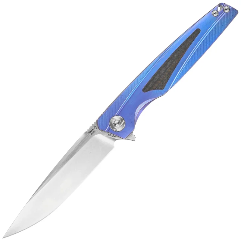 Nóż składany RikeKnife 803CH Blue Titanium/Carbon Fiber, Satin M390 by Richard Wu (RK803CH-B) Okazja