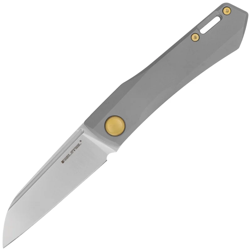 Real Steel Solis Gray/Gold Titanium, Satin N690 by Poltergeist Work (7062G) Premium