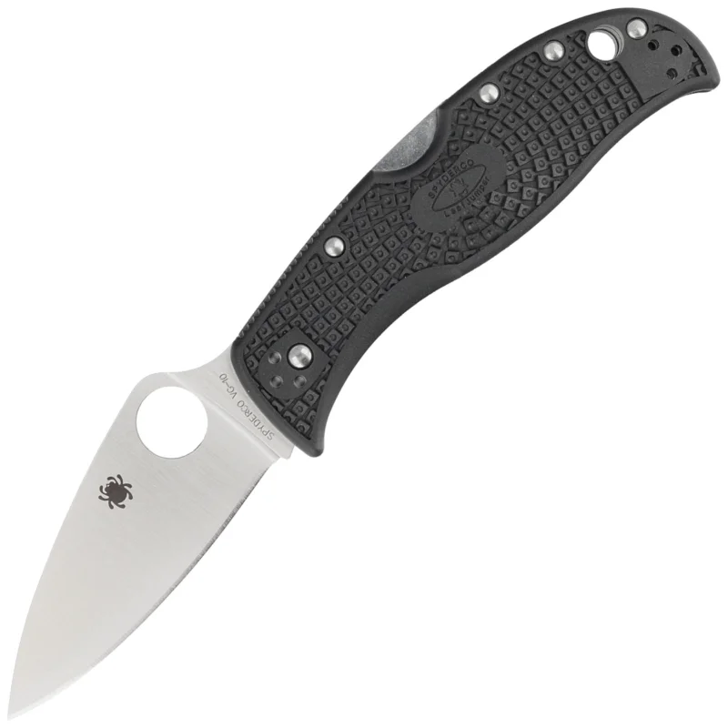 Nie przegap Spyderco LeafJumper Black FRN, Satin VG-10 by Sal Glesser (C262PBK)