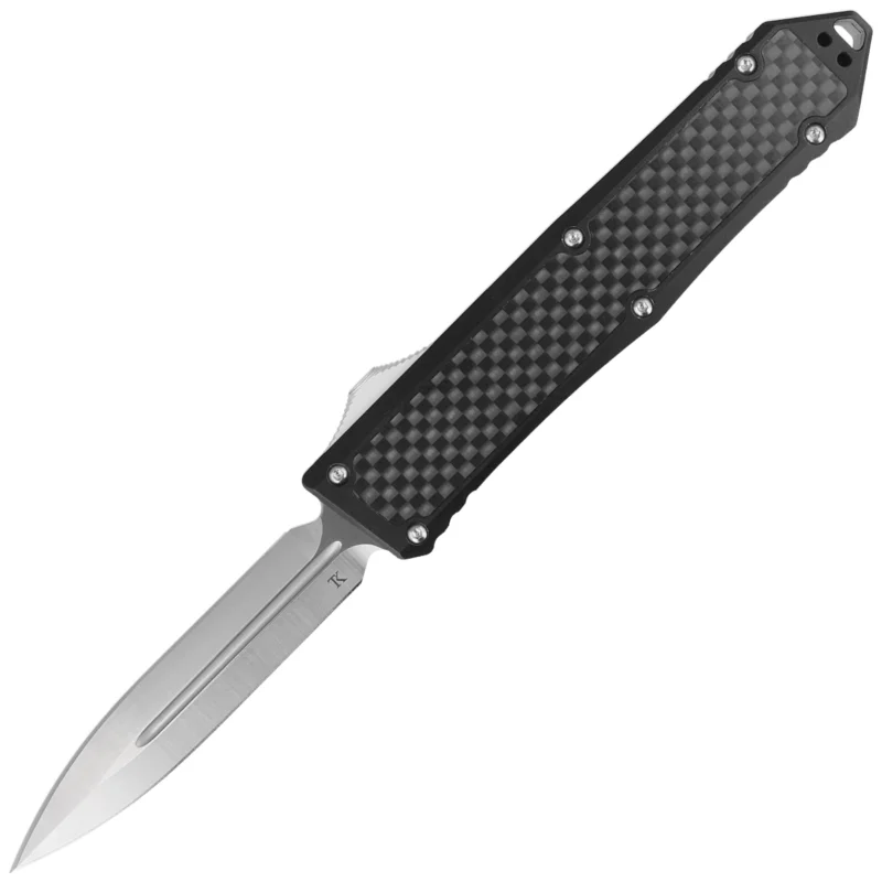 Nóż automatyczny OTF TacKnives Takcom Barracuda Carbon Fiber / Aluminium, Double Edge Satin D2 Rabat