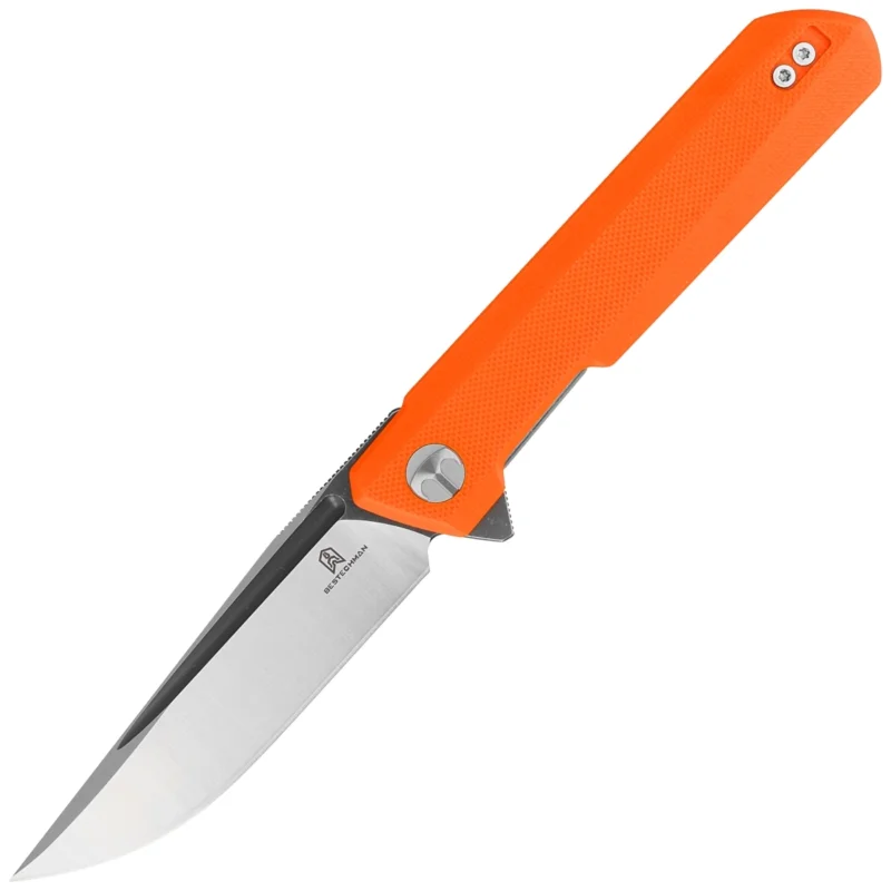 Bezpieczne zakupy Nóż składany Bestechman Dundee Orange G10, Grey PVD / Satin D2 by Ostap Hel (BMK01H)
