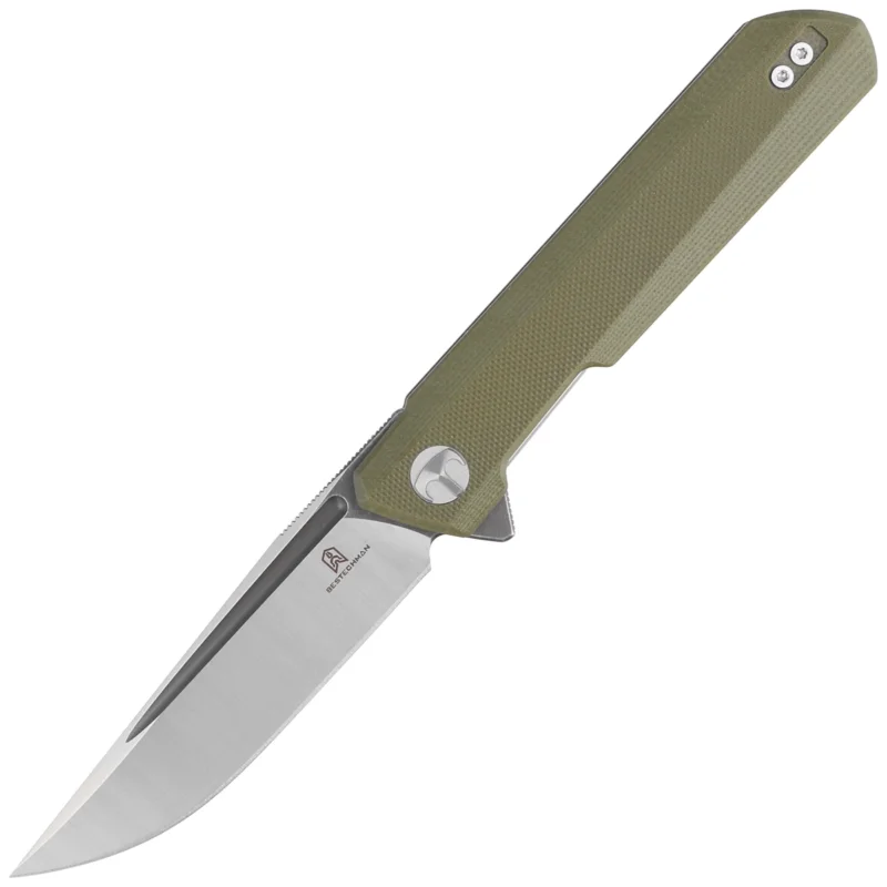 Hit sprzedaży Nóż składany Bestechman Dundee OD Green G10, Grey PVD / Satin D2 by Ostap Hel (BMK01E)