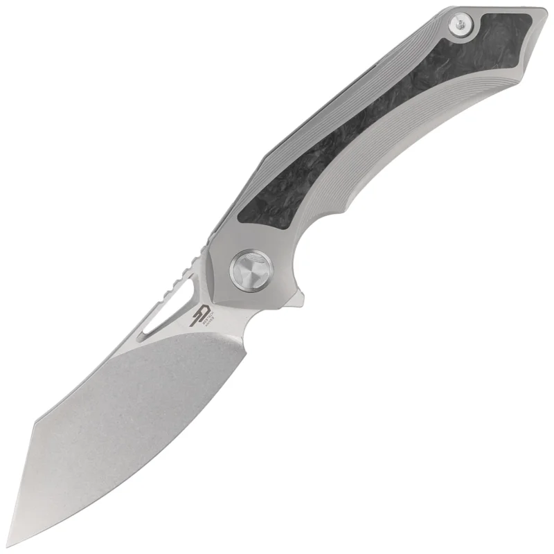 Nóż składany Bestech Kasta Grey Titanium / Marble Carbon Fiber, Mirror Stonewash M390 by Kombou (BT1909A) Nie przegap