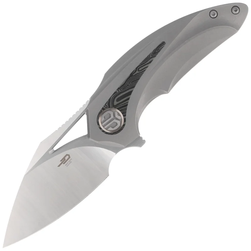 Szybka wysyłka Nóż składany Bestech Nuke Dark Gray Titanium/Black Green G10, Satin M390 by Kombou (BT2107C)