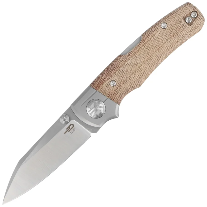 Oferta limitowana Bestech Tonic Grey Titanium/Natural Canvas Micarta, Satin M390 by Colin Maisonpierre Knife (BT2204B)