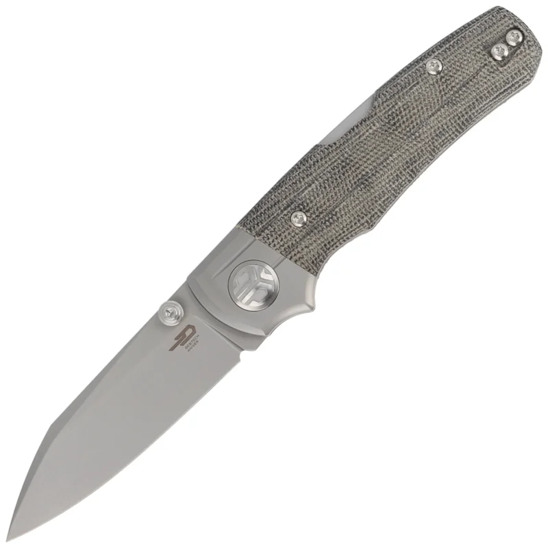 Oferta limitowana Bestech Tonic Grey Titanium / Black Canvas Micarta, Bead Blast Stonewashed M390 by Colin Maisonpierre Knife (BT2204A)