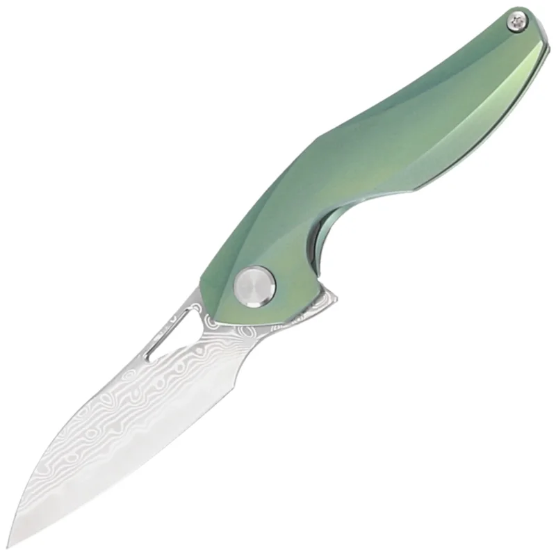 Bezpieczna płatność Nóż na szyję Bestech The Reticulan Green Titanium, Damascus by Elijah Isham (BT1810I)