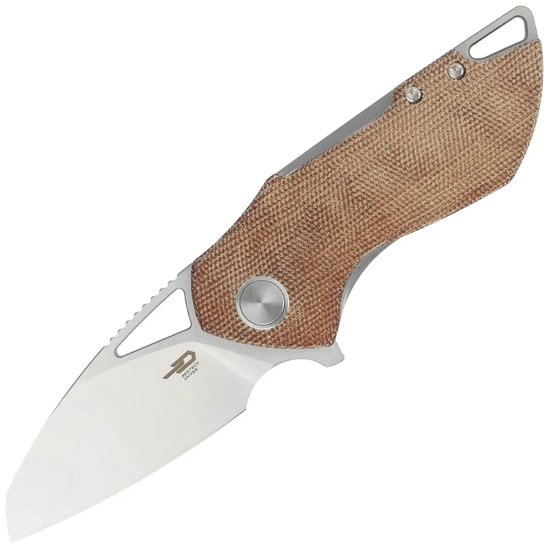 Premium Nóż składany Bestech Riverstone Natural Canvas Micarta, Satin 154CM by Frank Grissom (BL03E)
