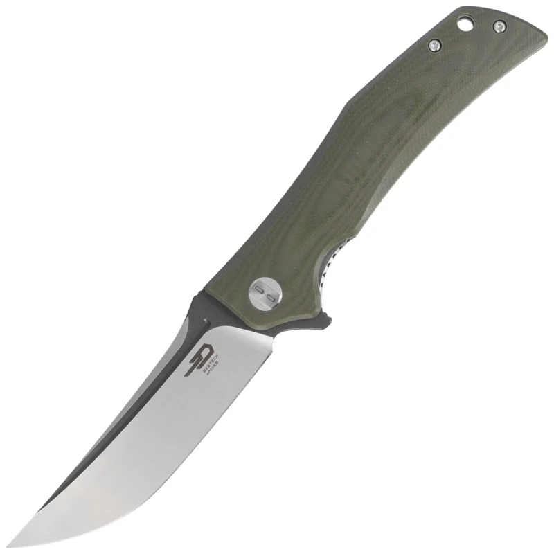 Wysoka jakość Nóż składany Bestech Scimitar Army Green G10, Gray/Satin D2 (BG05B-2)