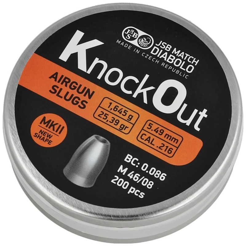 Śrut JSB Slug KnockOut MKII .216 / 5.49 mm, 1.645 g, 200 szt. (546222-200) Dodaj do koszyka
