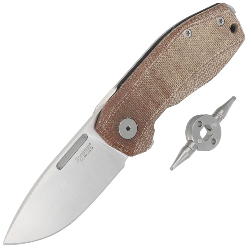 Nóż składany LionSteel Nano Natural Canvas Micarta, Satin MagnaCut (NA01 CVN) Ograniczona ilość