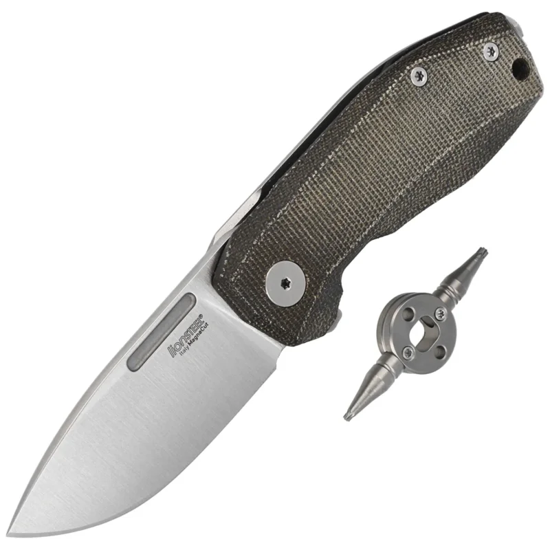 LionSteel Nano Knife Green Canvas Micarta, Satin MagnaCut (NA01 CVG) Oferta limitowana