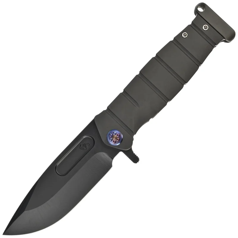 Medford Knife USMC Fighter Flipper PVD Black/Flamed Titanium, Black PVD 3V by Greg Medford Wyprzedaż