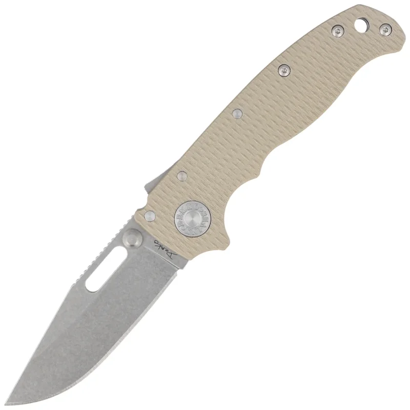 Wyjątkowa oferta Nóż składany Demko AD20.5 Clip Point Coyote Tan G10, Stonewashed CPM S35VN by Andrew Demko (205-S35-CPCT)