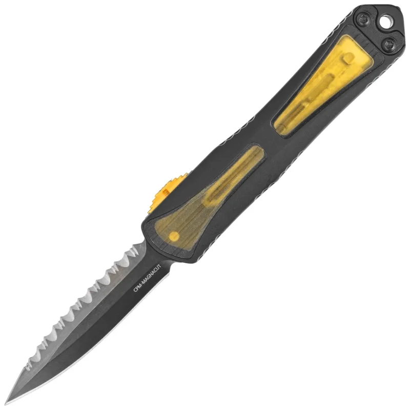 Nóż automatyczny OTF Heretic Manticore S DE Black Aluminum / Ultem, Black DLC Full Serrated MagnaCut by Tony Marfione Jr. Oferta czasowa
