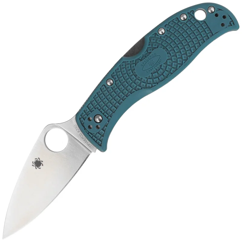 Dostępne od ręki Nóż składany Spyderco LeafJumper Blue Lightweight FRN, Satin Plain K390 by Sal Glesser (C262PBLK390)