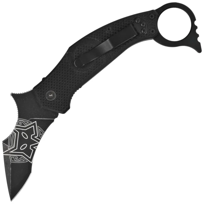 Wysoka jakość Nóż składany karambit FOX Moa Black G10, Black Stonewashed N690Co by Jared Wihongi (FX-653)