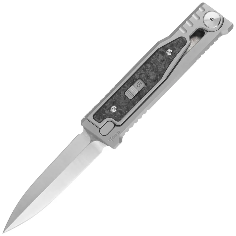 Nóż grawitacyjny Reate EXO-M Gravity D/E Bead Blasted Titanium/Marbled Carbon Fiber, Satin Elmax Do wyczerpania zapasów