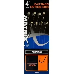 Popularny Przypon Matrix 4'' Bait Band Method Rigs Barbless rozm.18 6,35lb/10cm (8szt.)