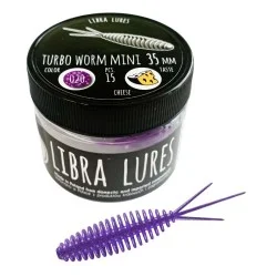 Nowy Przynęta gumowa Libra Lures Turbo Worm Mini 3,5cm, 020 Purple With Glitter (15szt.)