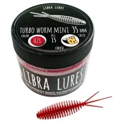 Hit sprzedaży Przynęta gumowa Libra Lures Turbo Worm Mini 3,5cm, 021 Red (15szt.)