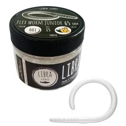 Ograniczona ilość Przynęta gumowa Libra Lures Flex Worm Junior 6,5cm, 001 White (15szt.)