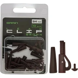 Nowość Bezpieczny klips Brain Lead Clip With Stopper Brown (10szt.)