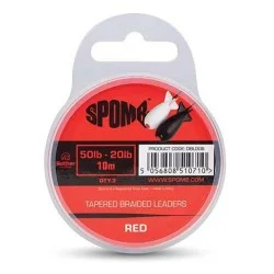 Przypon strzałowy Spomb Tapered Braided Leaders 0,38-0,20mm/10m, Red (3szt.) Ekspresowa dostawa